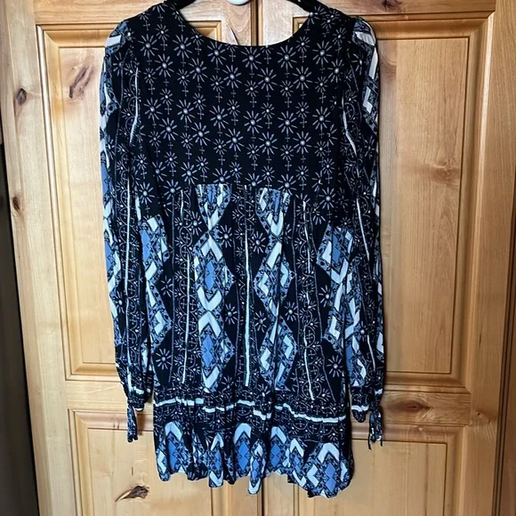 Free People Down By The Bay Blue White Oversized Tunic Top Dress - Picture 3 of 8